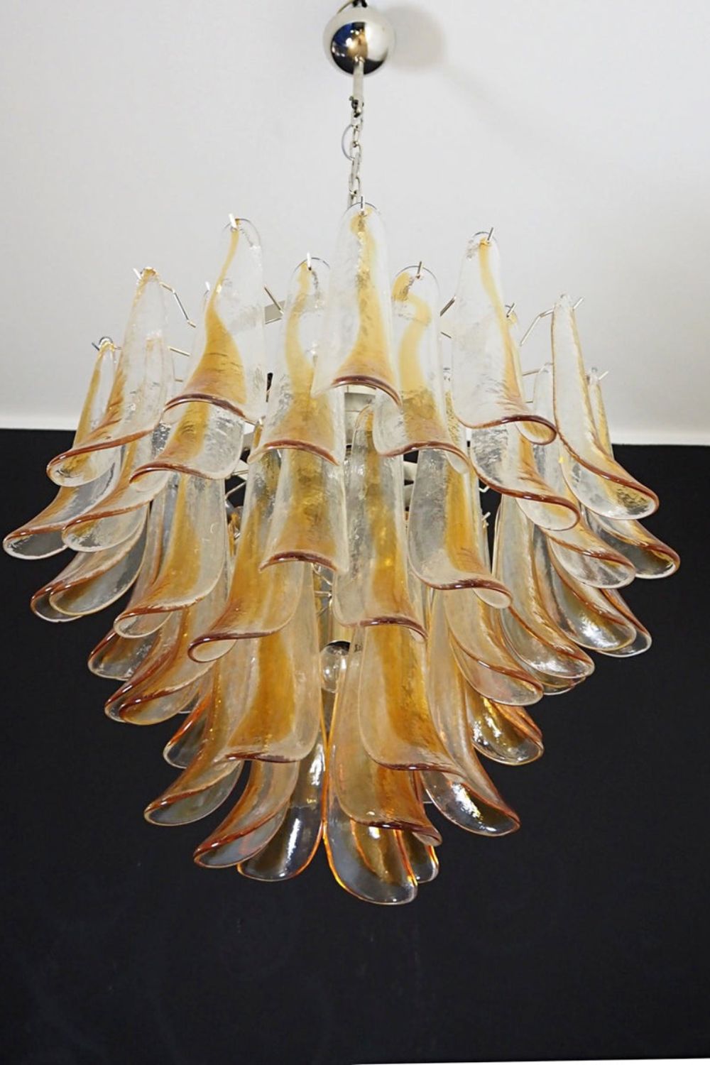 Mazzega Amber Glass Petal Chandelier - view 5 | everlamps