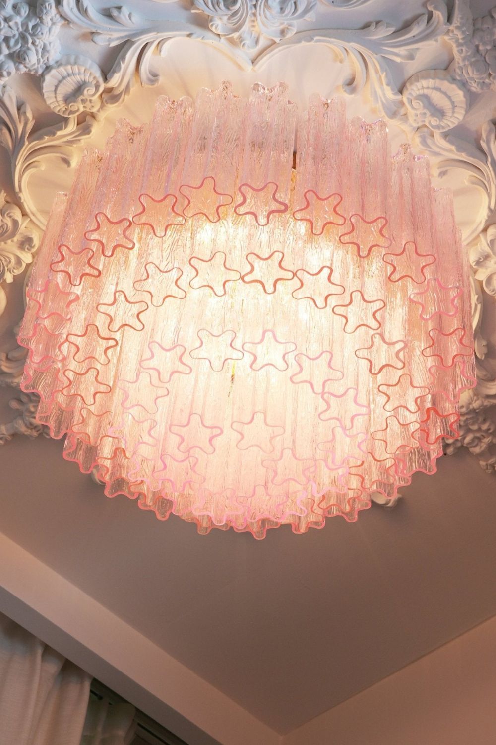Large Pink Art Glass Tronchi Ceiling Light - view 3 | everlamps
