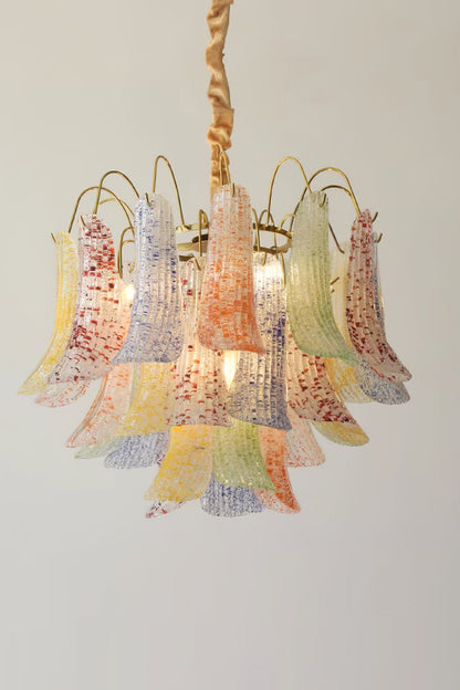 Mazzega Art Petal Stained Glass Chandelier - view 9 | everlamps