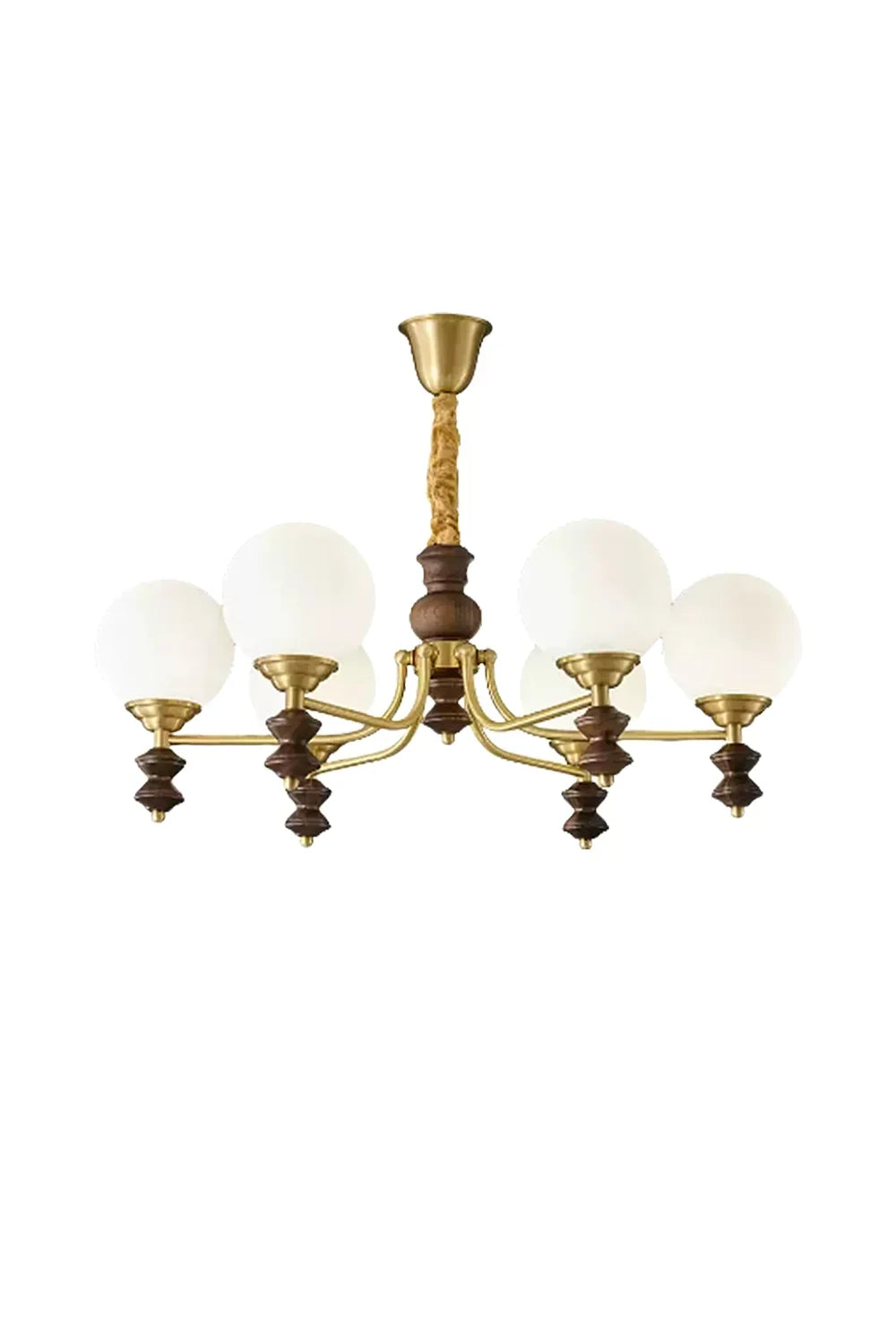 Vintage Globe Walnut Wood Chandelier - view 14 | everlamps