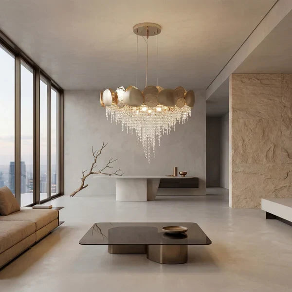 Amadeo Round Brass Crystal Chandelier
