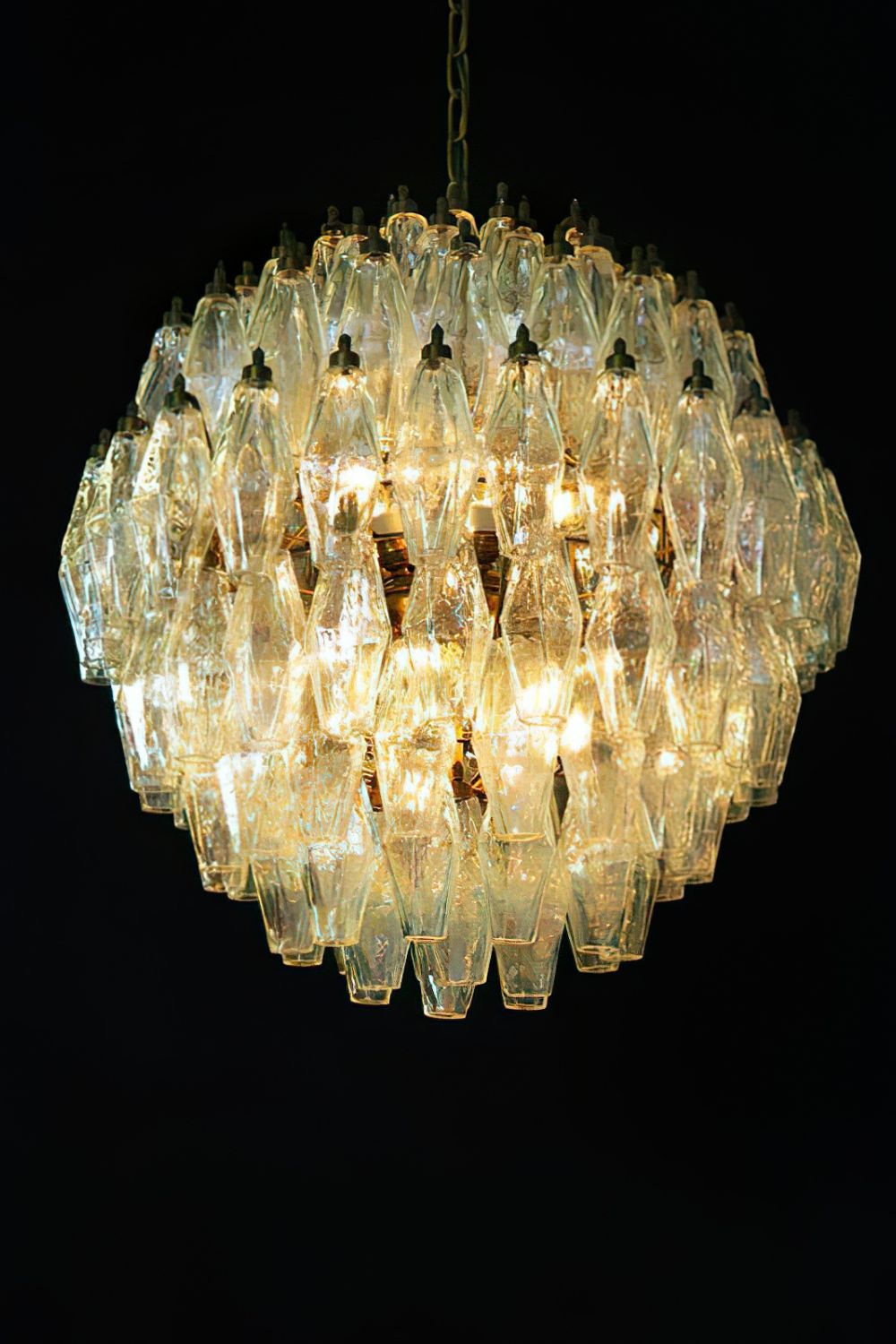 spherical Clear Art Polyhedron Glass Chandelier - view 4 | everlamps