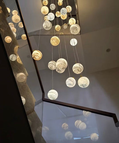 Nordic Planet Creative Long Ball Pendant Chandelier Staircase Foyer - Yovalighting