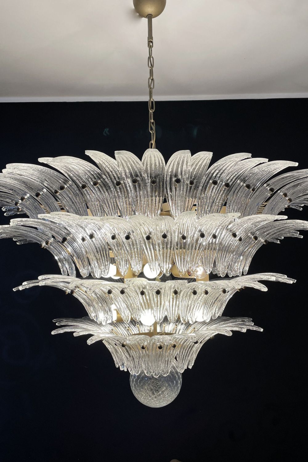 Art Palm Leaf 4-Tier Clear Glass Chandelier - view 4 | everlamps