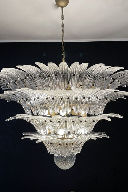 Art Palm Leaf 4-Tier Clear Glass Chandelier - view 4 | everlamps