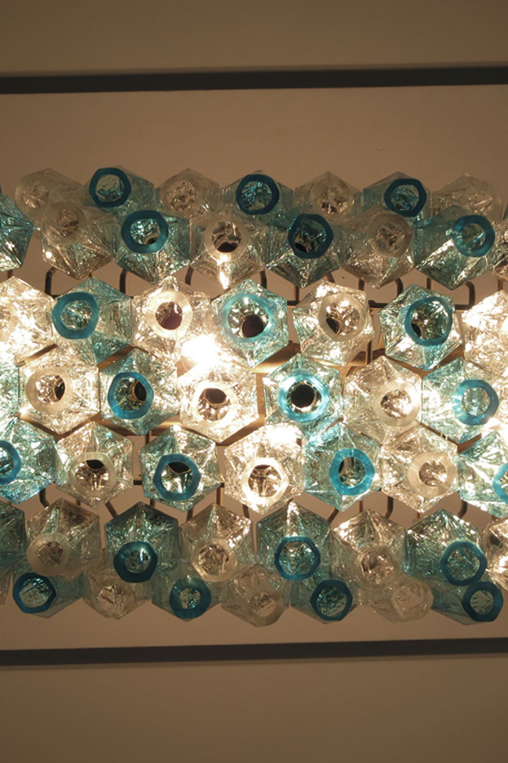 Vintage blue and clear glass Art Poliedri chandelier - view 7 | everlamps