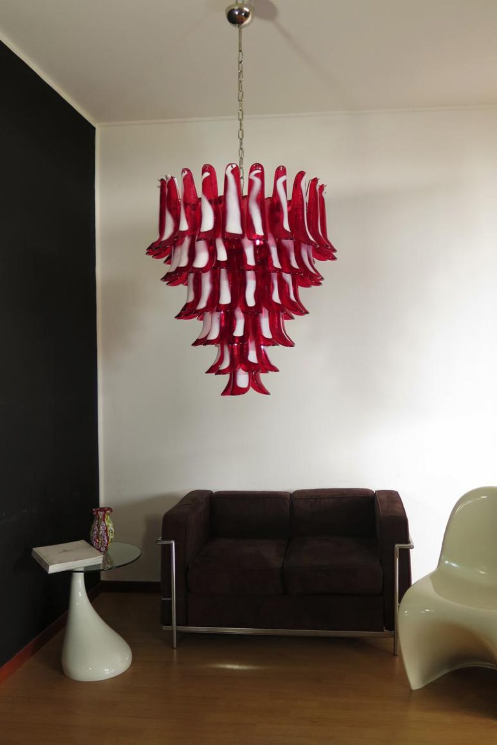 Mid-Century Red Art Glass Petal Chandelier - view 3 | everlamps