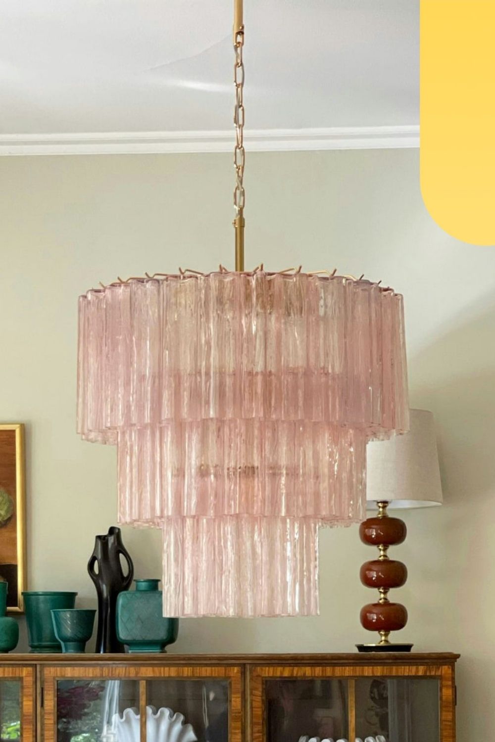 Art light pink glass tube chandelier - view 4 | everlamps