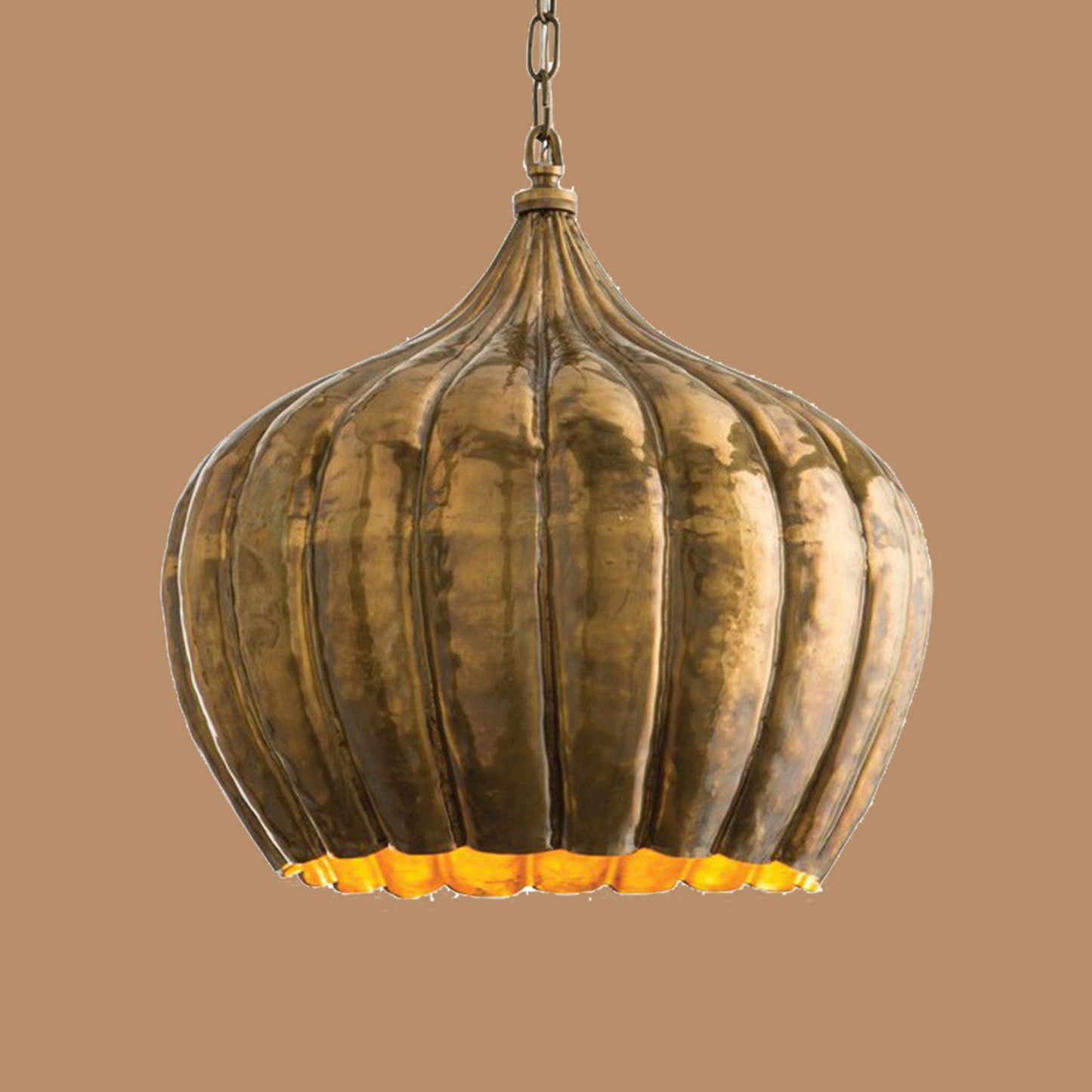 Rustic Ribbed Metal Pendant Light