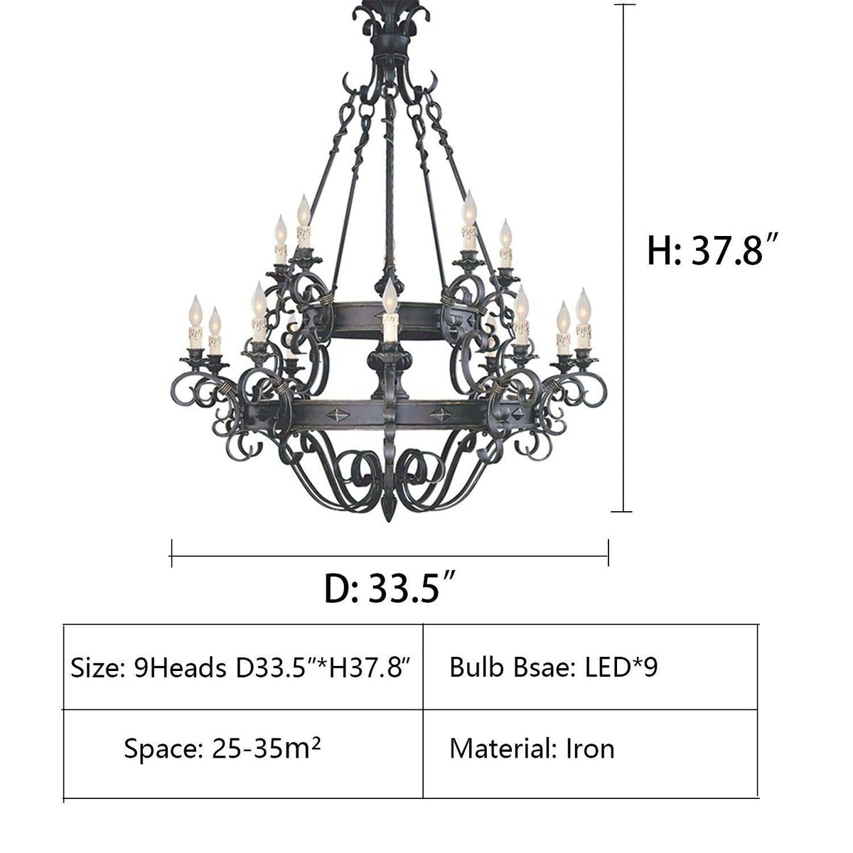 Vintage Iron Simple Candle Art Chandelier for Living Room / Villa / Stairs - Yovalighting