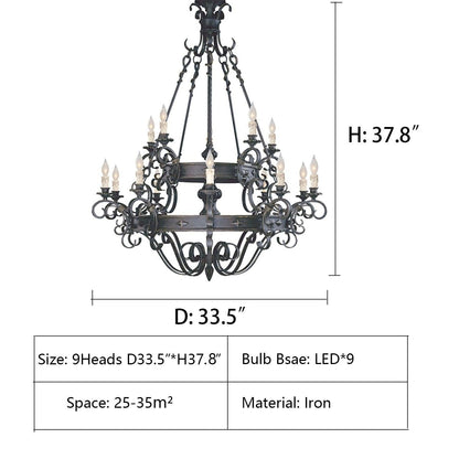 Vintage Iron Simple Candle Art Chandelier for Living Room / Villa / Stairs - Yovalighting