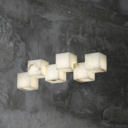 Vasilia Alabaster Cubic Pendant For Dining Table, Kitchen Island Pendant
