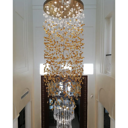 Elegant Rainfall Blue Gem Glass Chandelier: Dazzling Italian Concept Lighting Fixture
