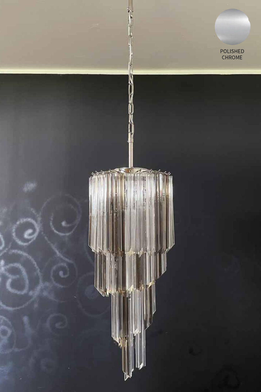 Vintage Smoked Art Glass Prism Spiral Chandelier - view 18 | everlamps