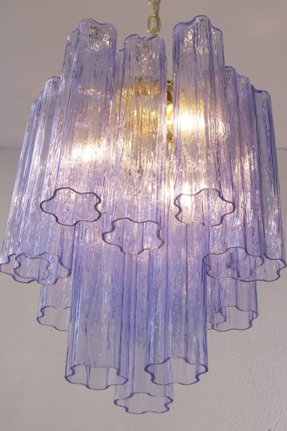 Vintage Art Blue-Purple Glass Tube Chandelier - view 7 | everlamps
