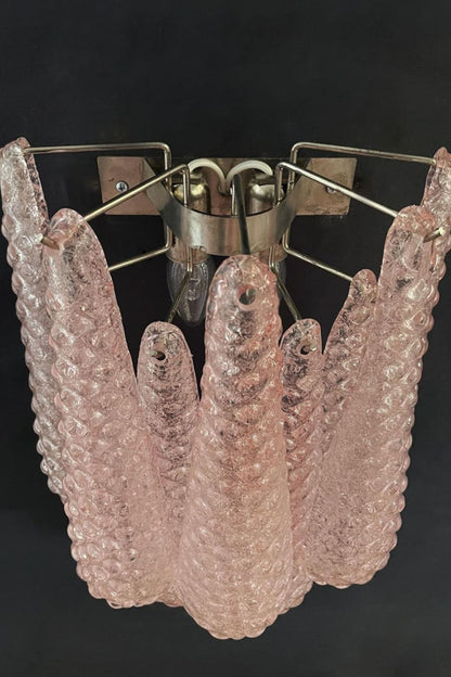 1970s Pink Art Glass Petal Wall Lamp - view 4 | everlamps