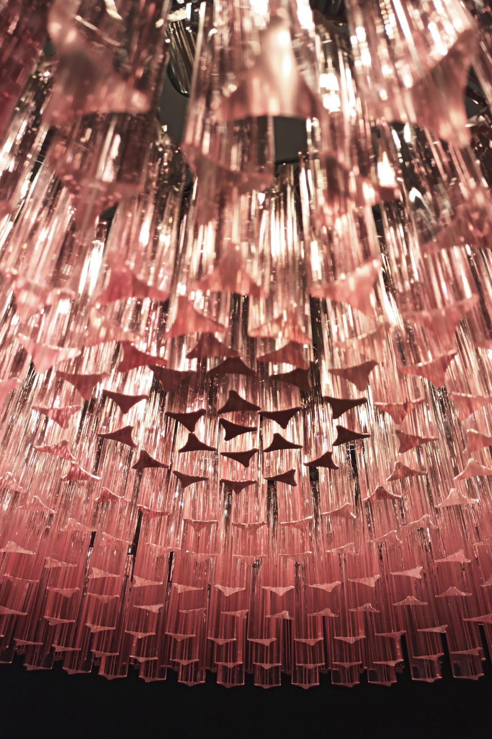 Large pink Art Triedri glass prism chandelier - view 13 | everlamps