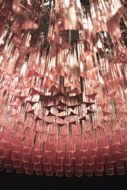 Large pink Art Triedri glass prism chandelier - view 13 | everlamps