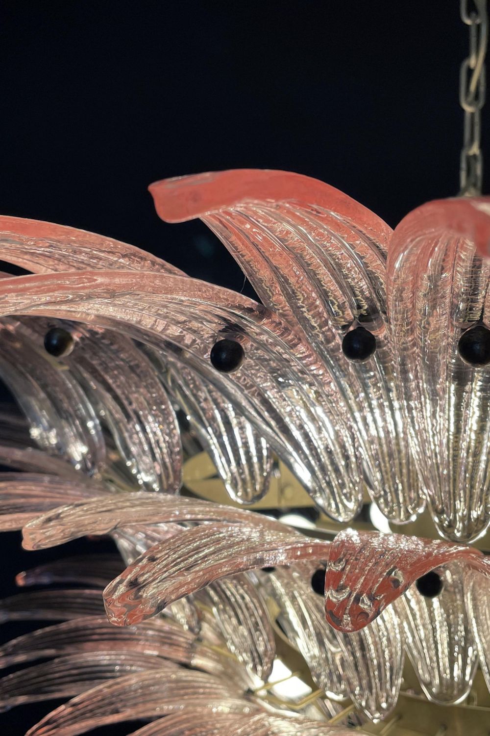 Art Four-tier pink glass palm leaf chandelier - view 12 | everlamps