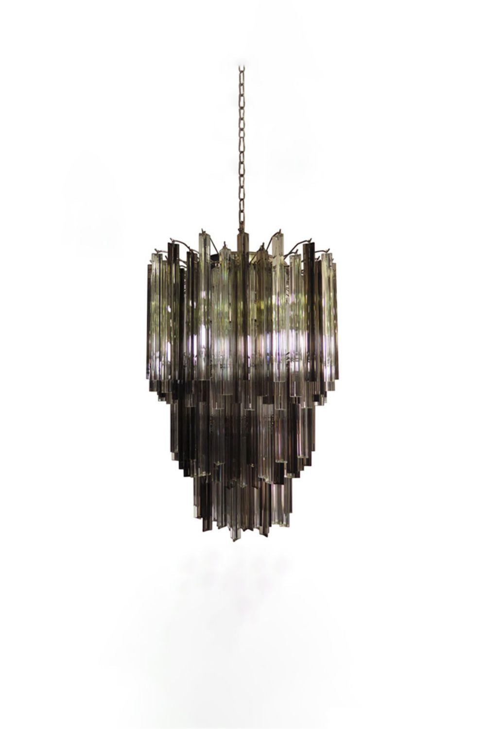 Smoked and Clear Art Glass Prism Chandelier | everlamps