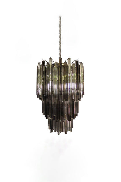 Smoked and Clear Art Glass Prism Chandelier | everlamps