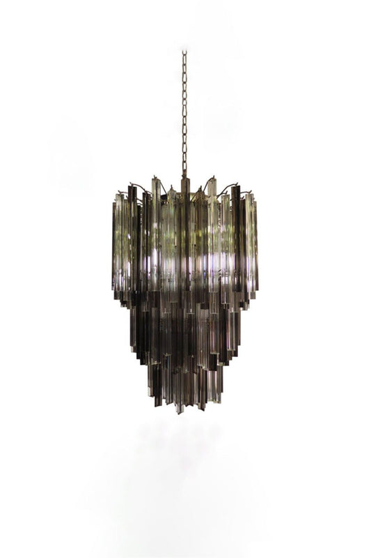 Smoked and Clear Art Glass Prism Chandelier | everlamps