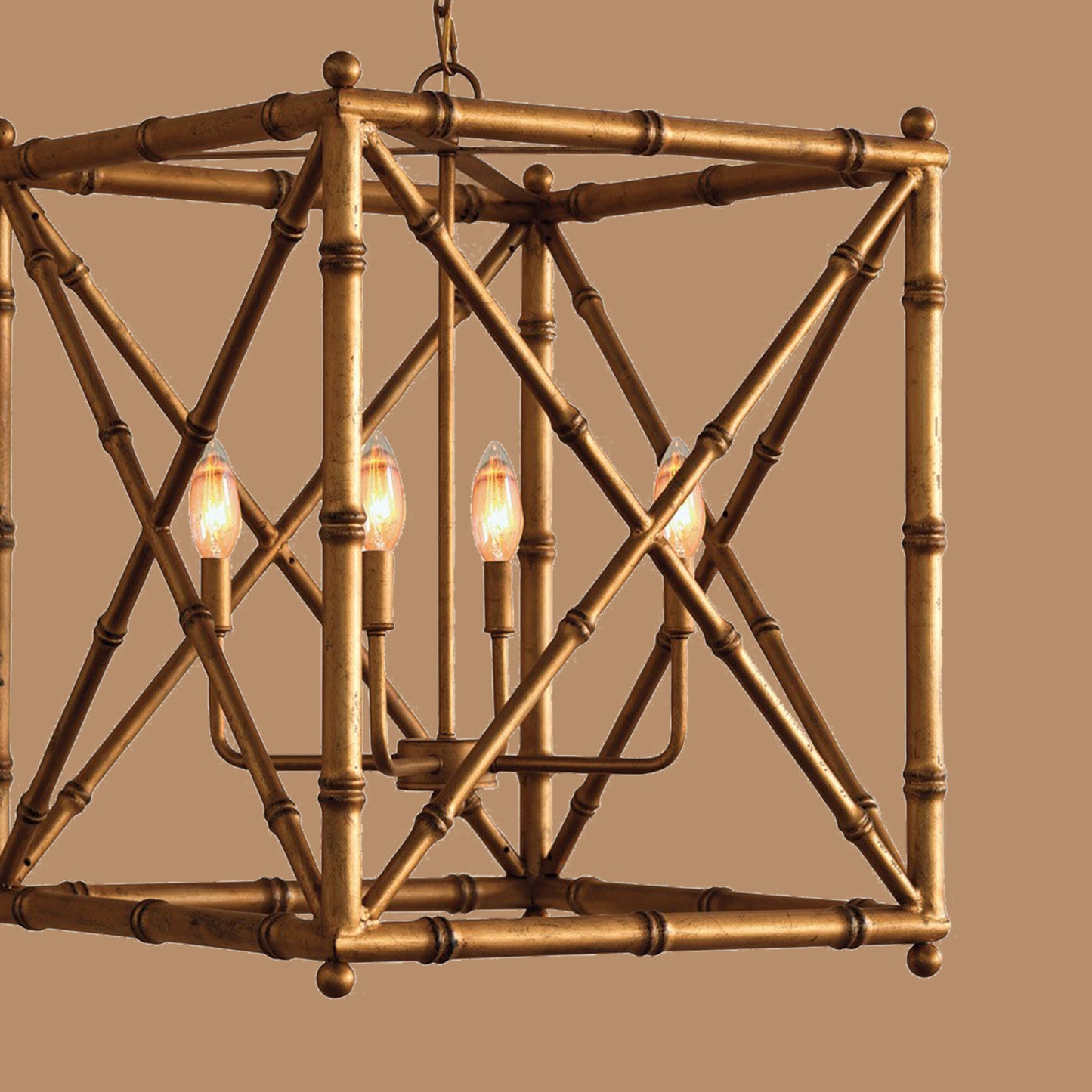 Bamboo Style Geometric Lantern Chandelier