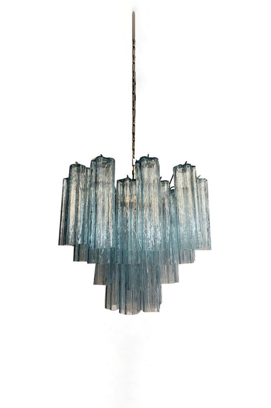 1990s Art blue glass tube chandelier | everlamps