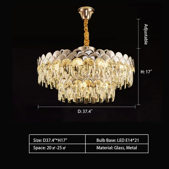 Modern Fish Scale Tiered Crystal Pendant Chandelier Suit for Living Room & Bedroom