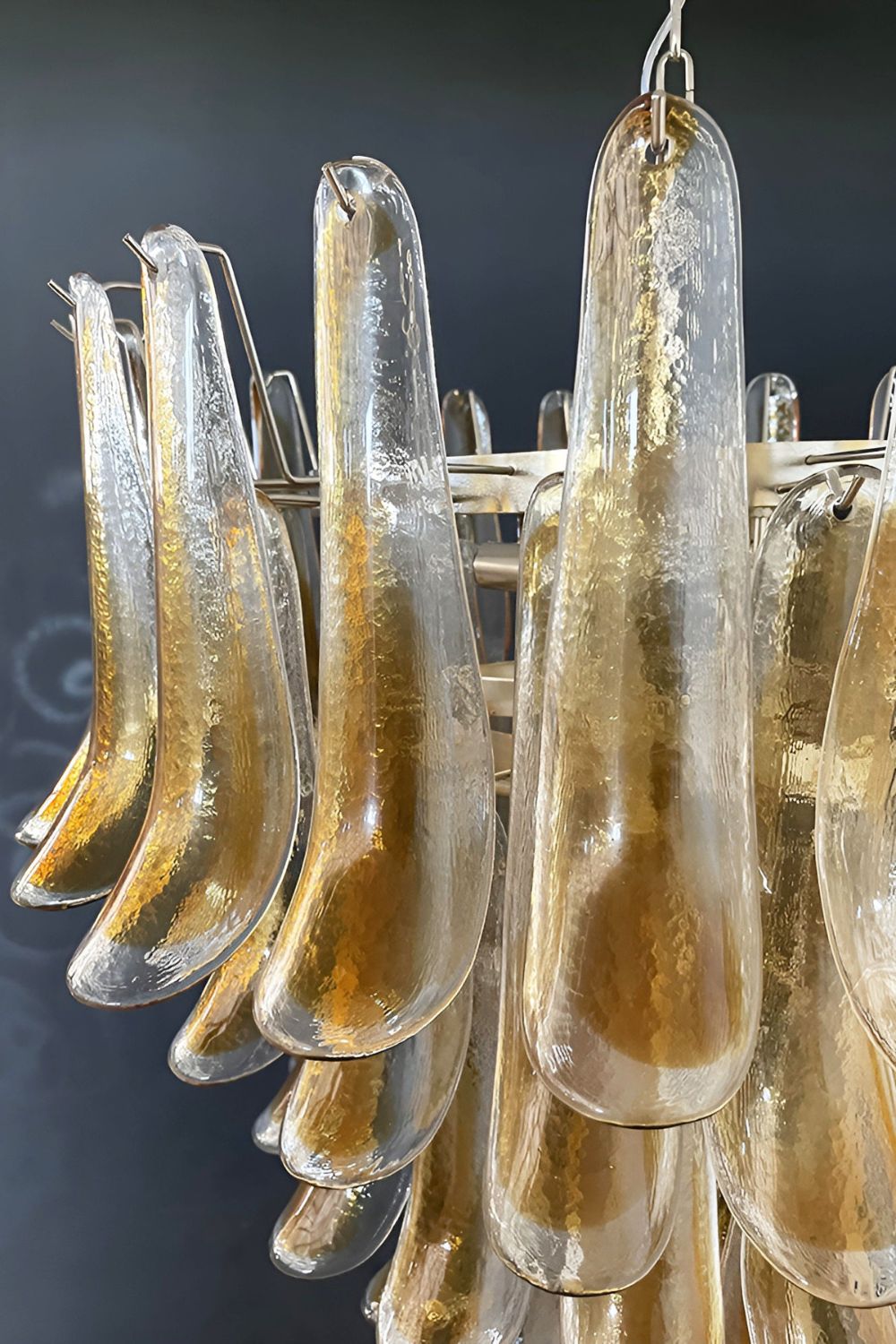 Amber Art Glass Petal Cascade Chandelier - view 12 | everlamps