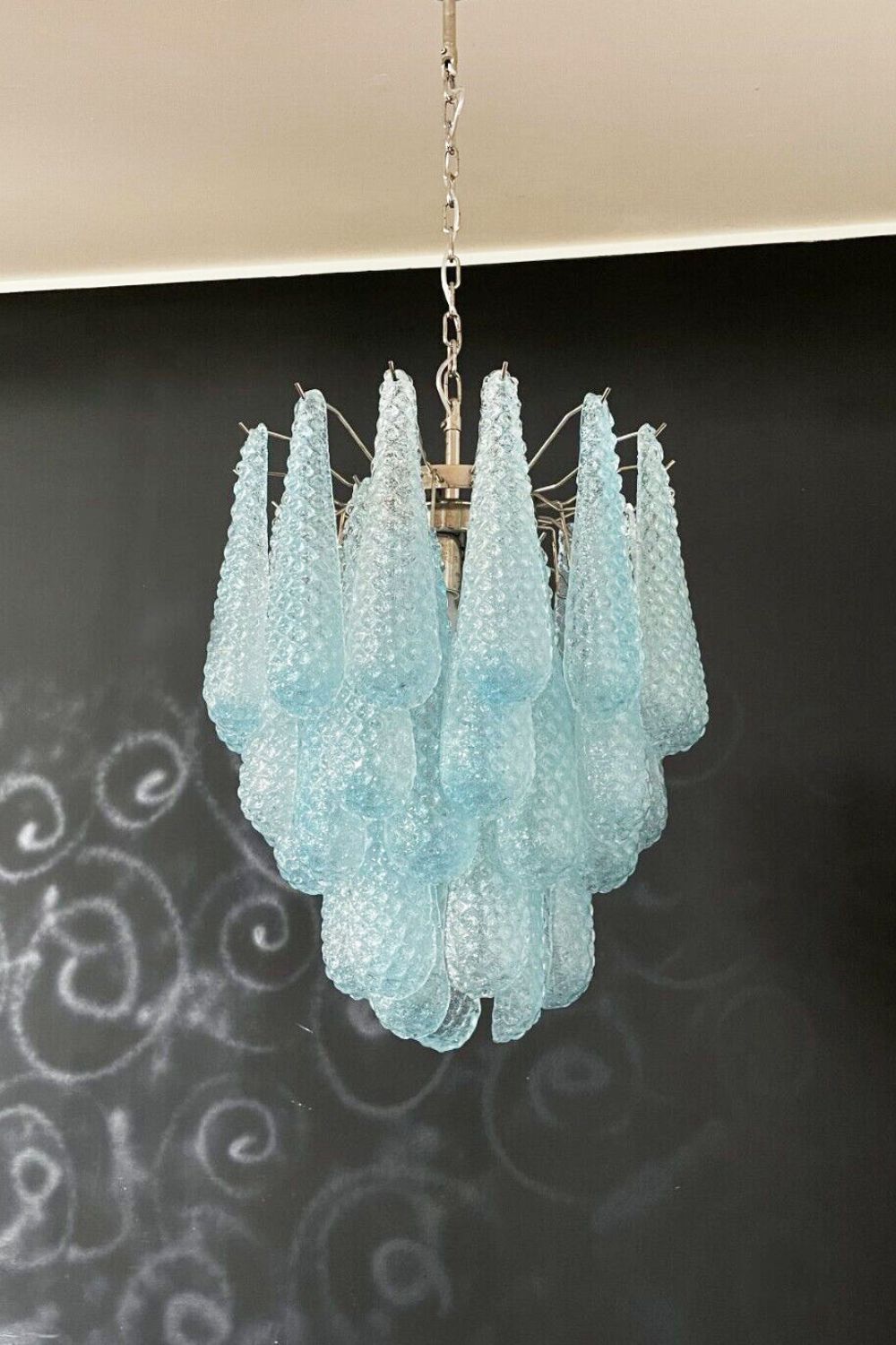 Vintage Italian Blue Art Teardrop Chandelier - view 7 | everlamps