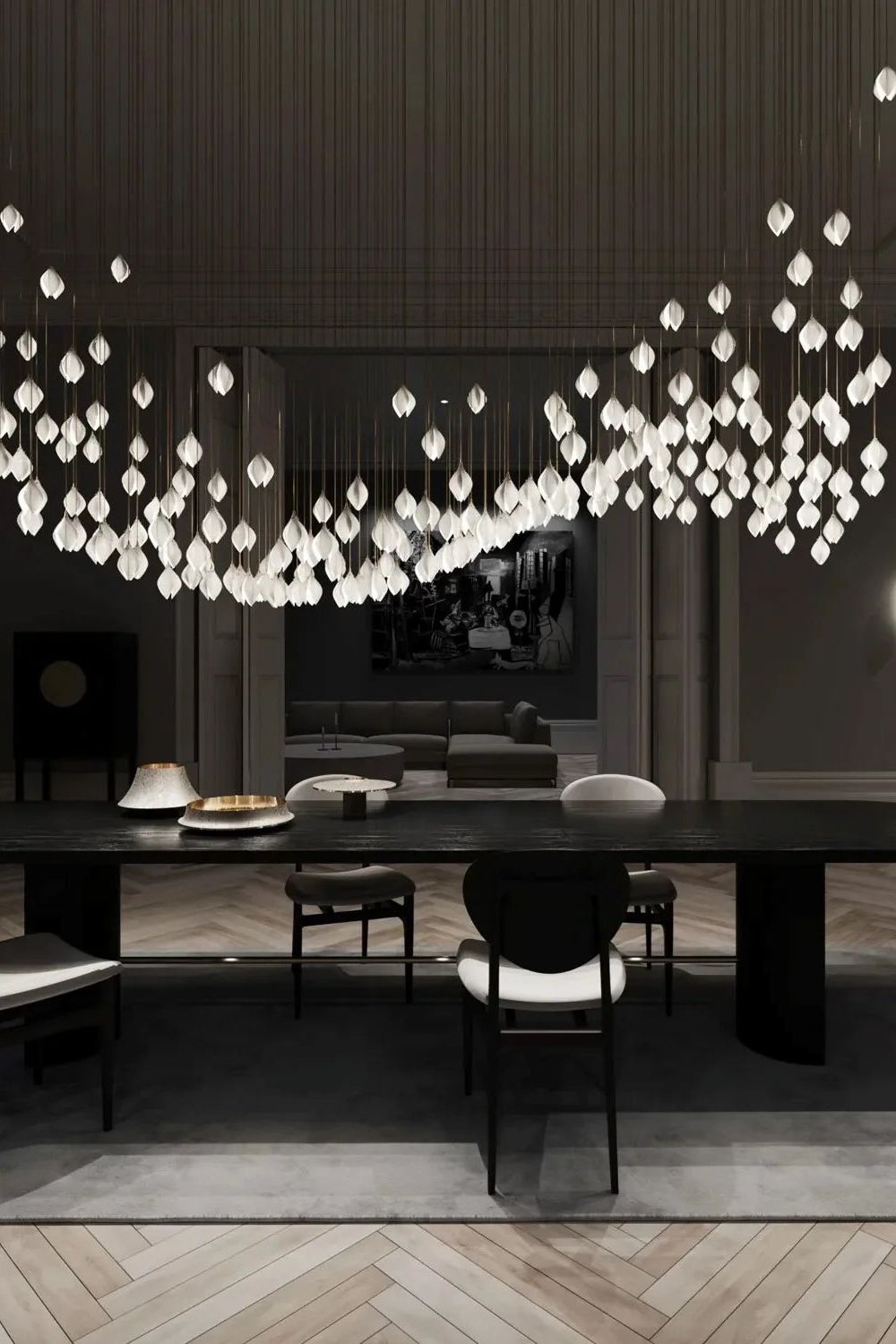Gold Stem Ceramic Flower Chandelier - view 14 | everlamps