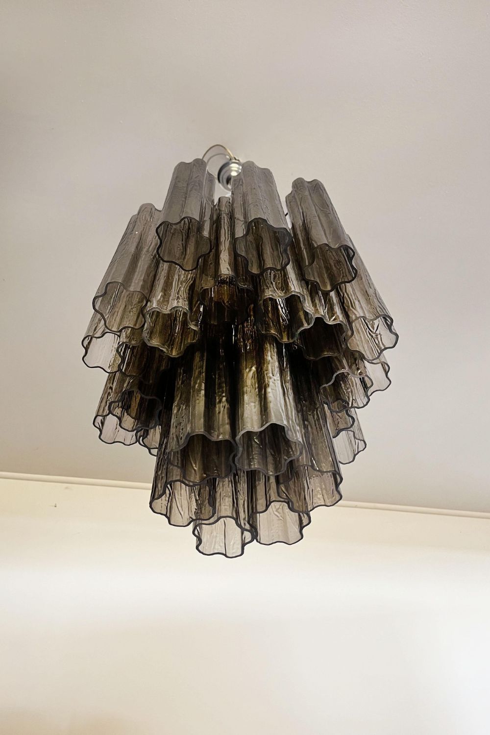 Vintage Smoked Glass Tube Chandelier - view 14 | everlamps