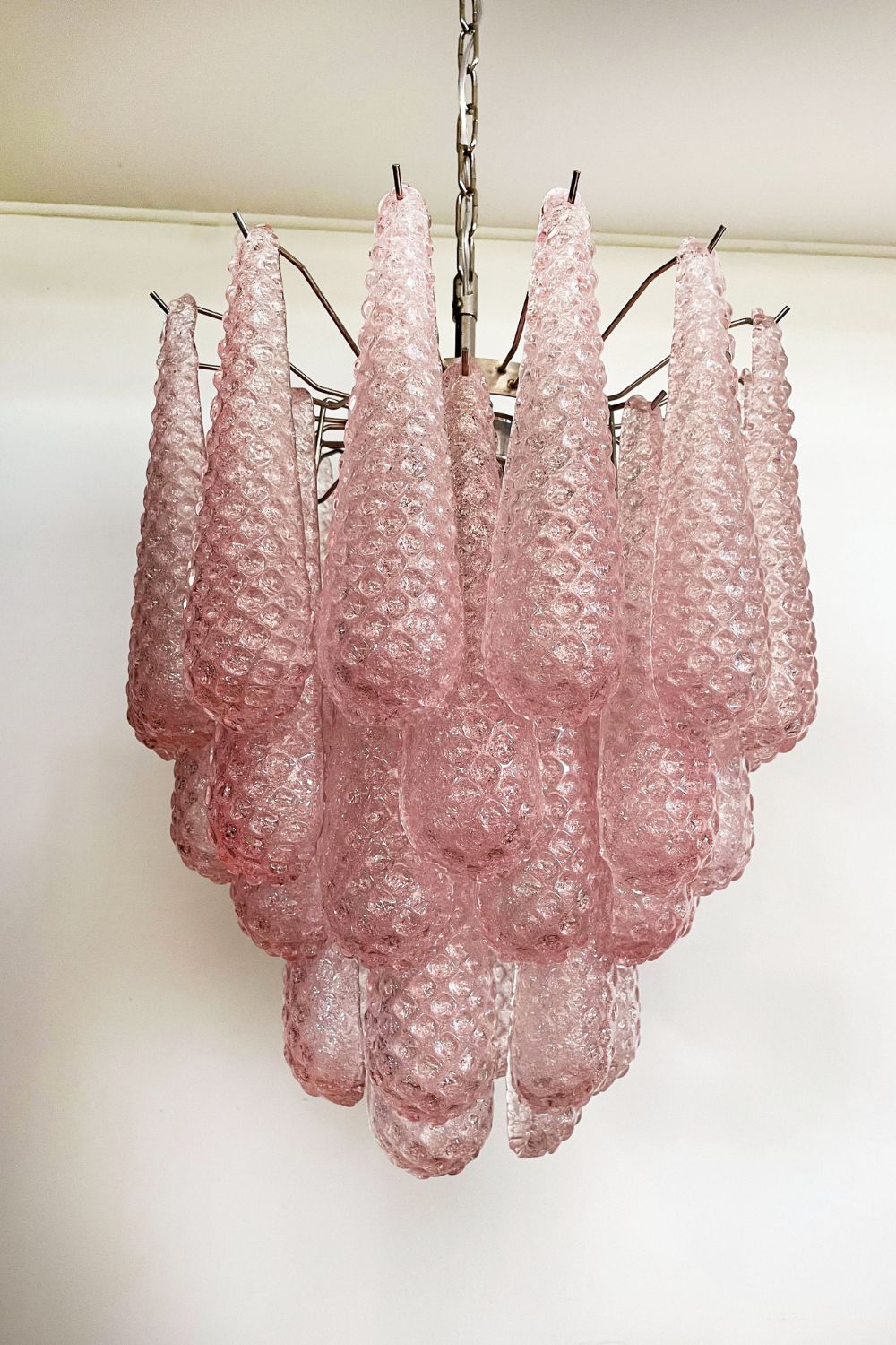 Pink Art Glass Teardrop Chandelier - view 5 | everlamps