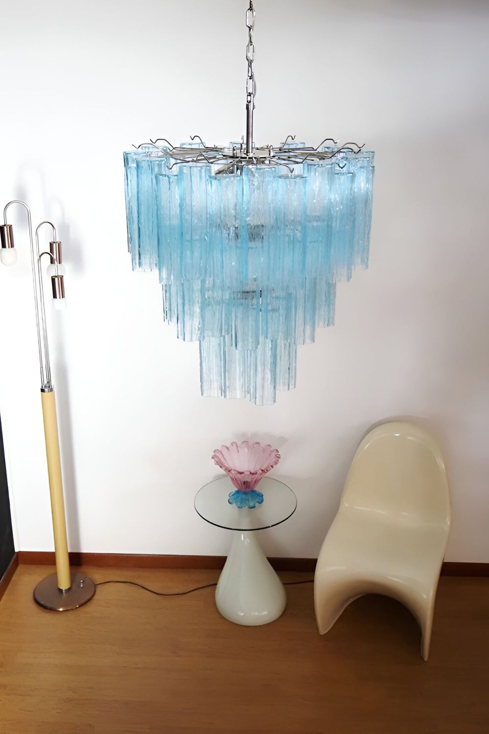 Three-tier Art Venetian blue glass chandelier - view 3 | everlamps