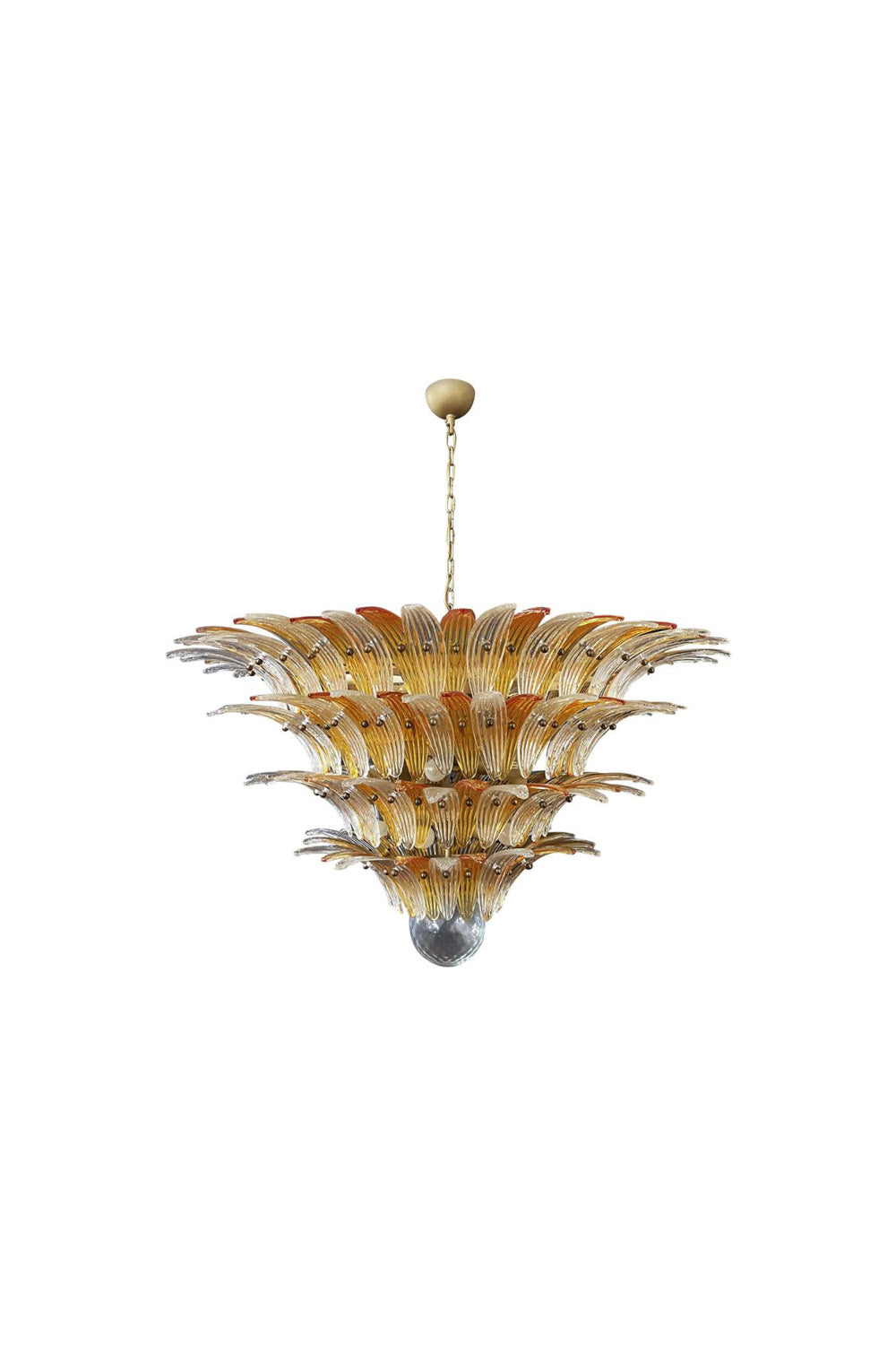 Amber and Clear Art Glass Palmette Chandelier | everlamps