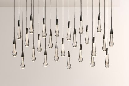 Raindrop Glass Solitaire Linear Chandelier -Everlamps