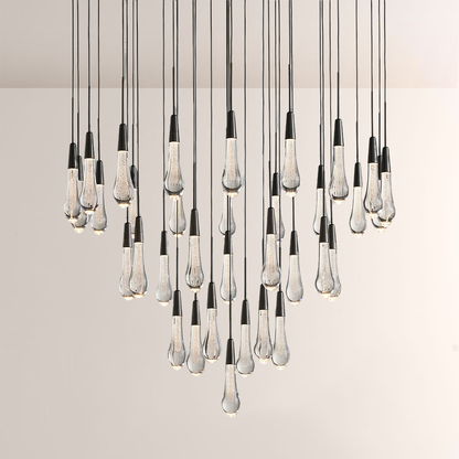 Raindrop Glass Round Solitaire Chandelier -Everlamps