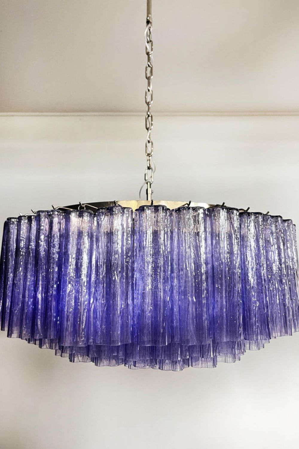 Italian Modernist Purple Art Glass Tube Chandelier - view 5 | everlamps