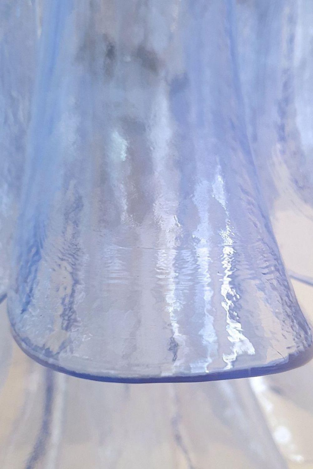 Vintage 1980s Blue Art Glass Petal Chandelier - view 9 | everlamps