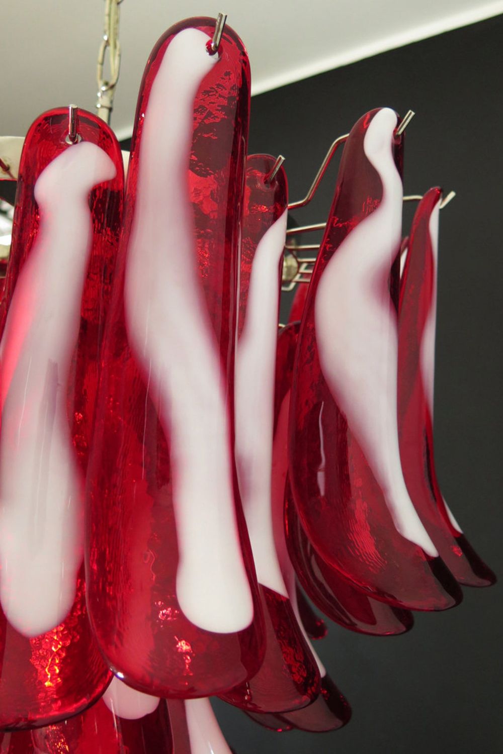 Red Art Glass Petal Chandelier - view 14 | everlamps