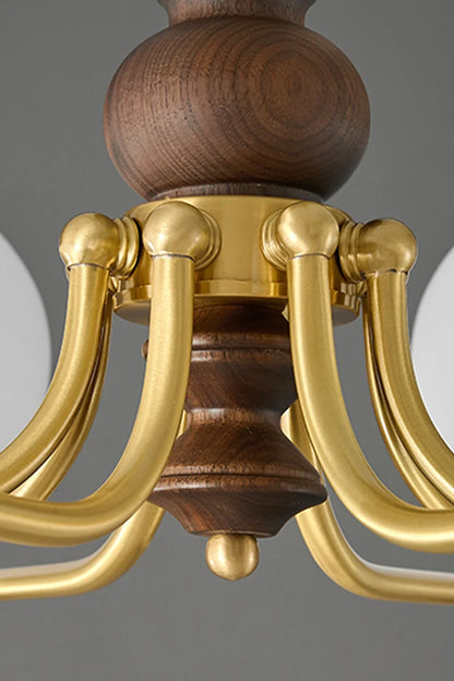 Vintage Globe Walnut Wood Chandelier - view 11 | everlamps