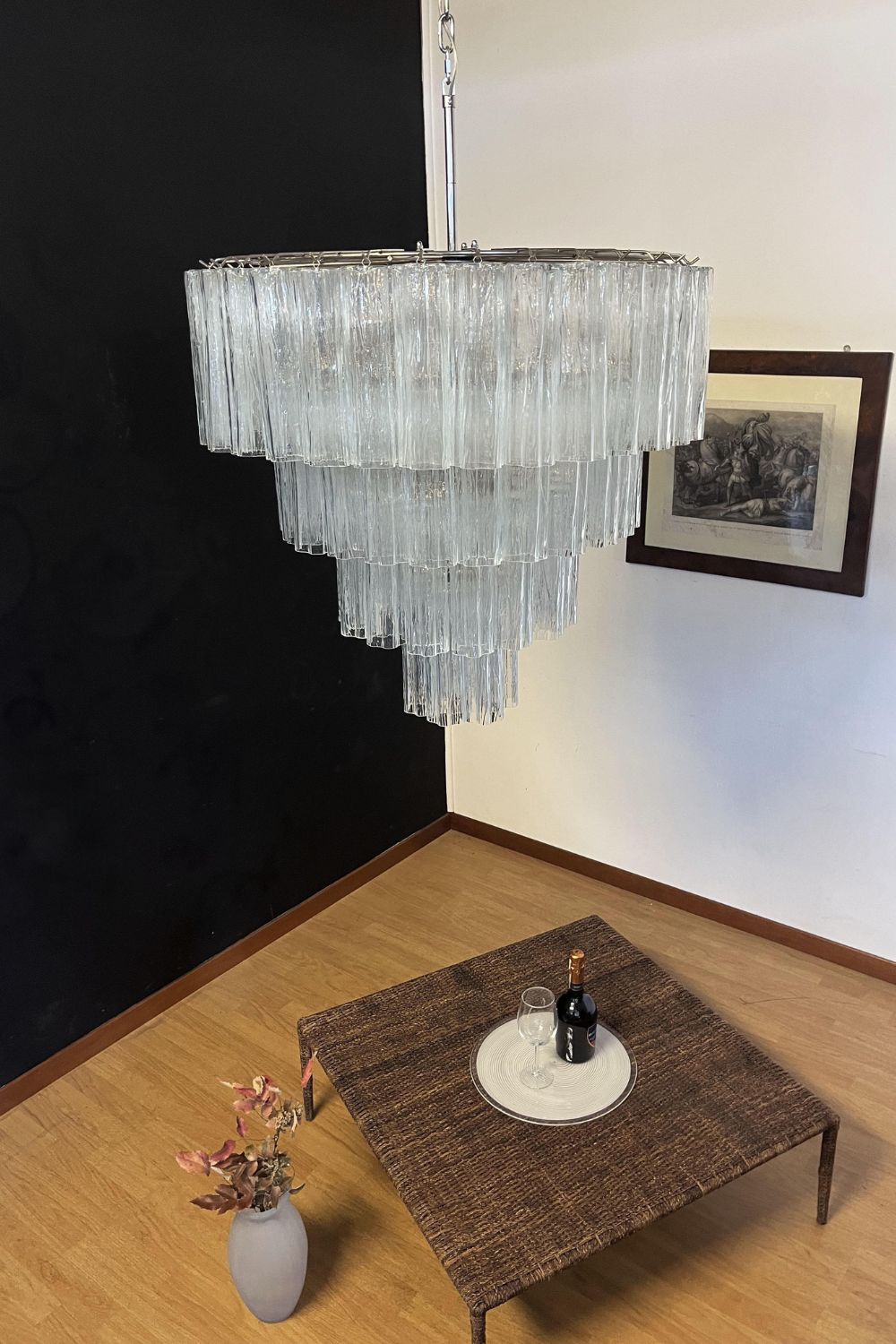 Art clear glass tiered chandelier - view 3 | everlamps