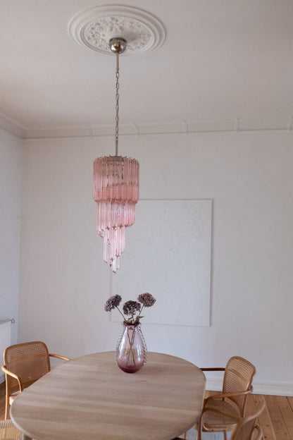 Pink Art Glass Prism Spiral Chandelier - view 5 | everlamps