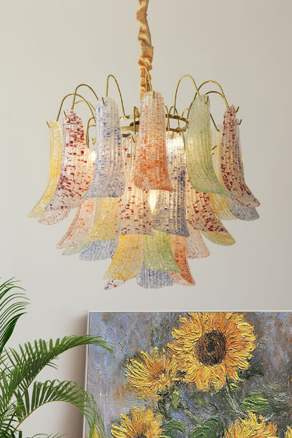 Mazzega Art Petal Stained Glass Chandelier - view 8 | everlamps