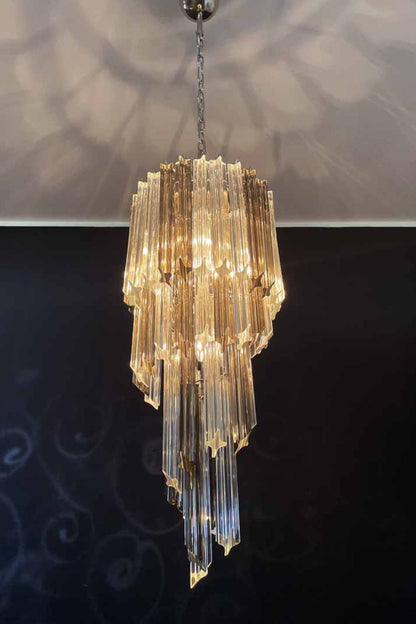 Vintage Smoked Art Glass Prism Spiral Chandelier - view 5 | everlamps
