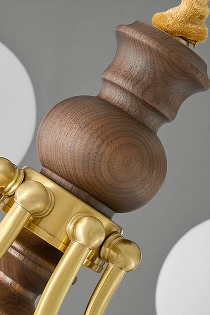 Vintage Globe Walnut Wood Chandelier - view 13 | everlamps