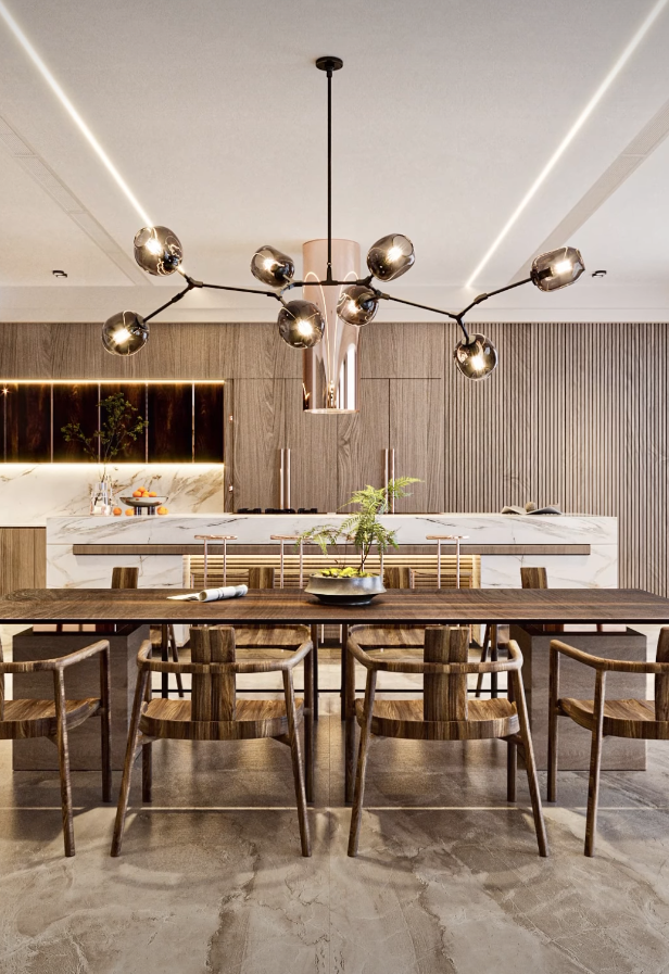 Modern-style Sputnik Glass Branch Chandelier