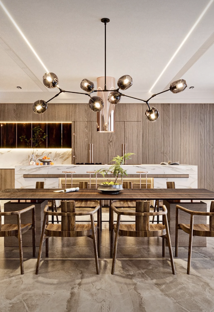 Modern-style Sputnik Glass Branch Chandelier