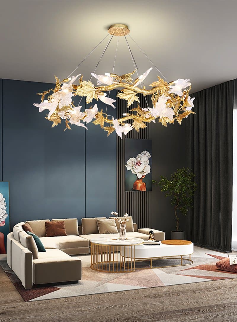 Branch Maple Leaf Crystal Chandelier